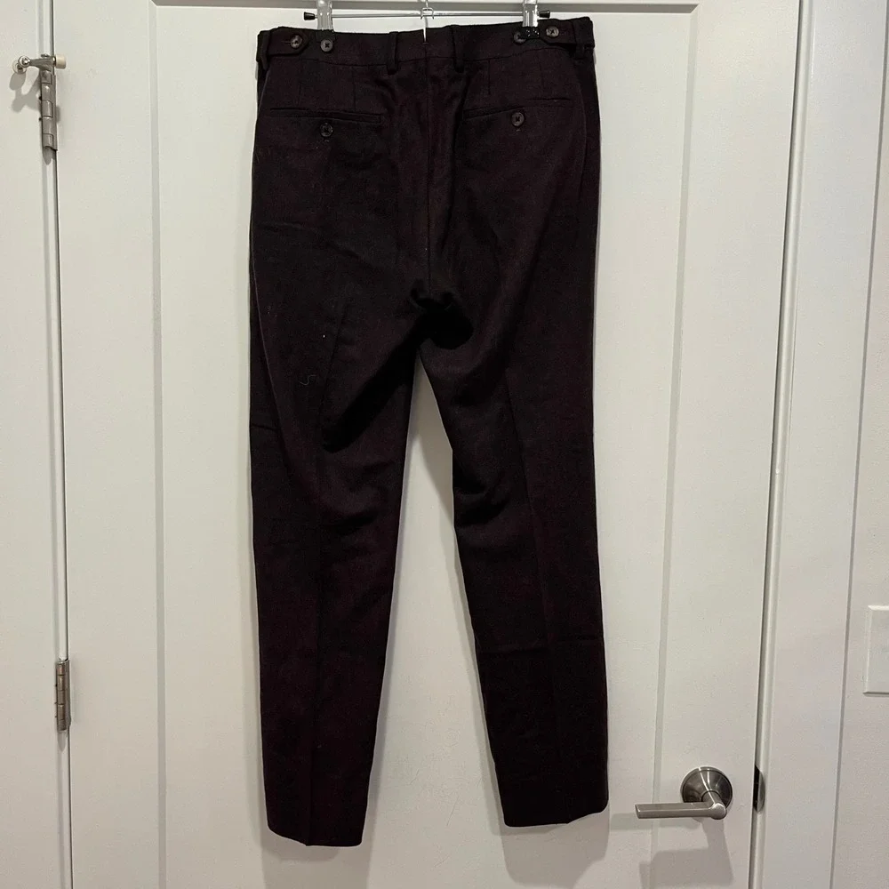 Bonobos Slim Fit Herringbone Dress Pants Mens 32x34 Burgundy Plum Wool Blend